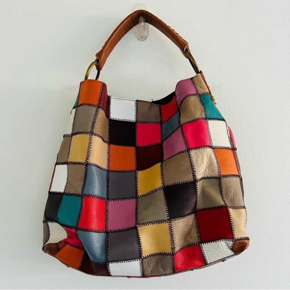 Handmade Leather Patchwork Shoulder Bag